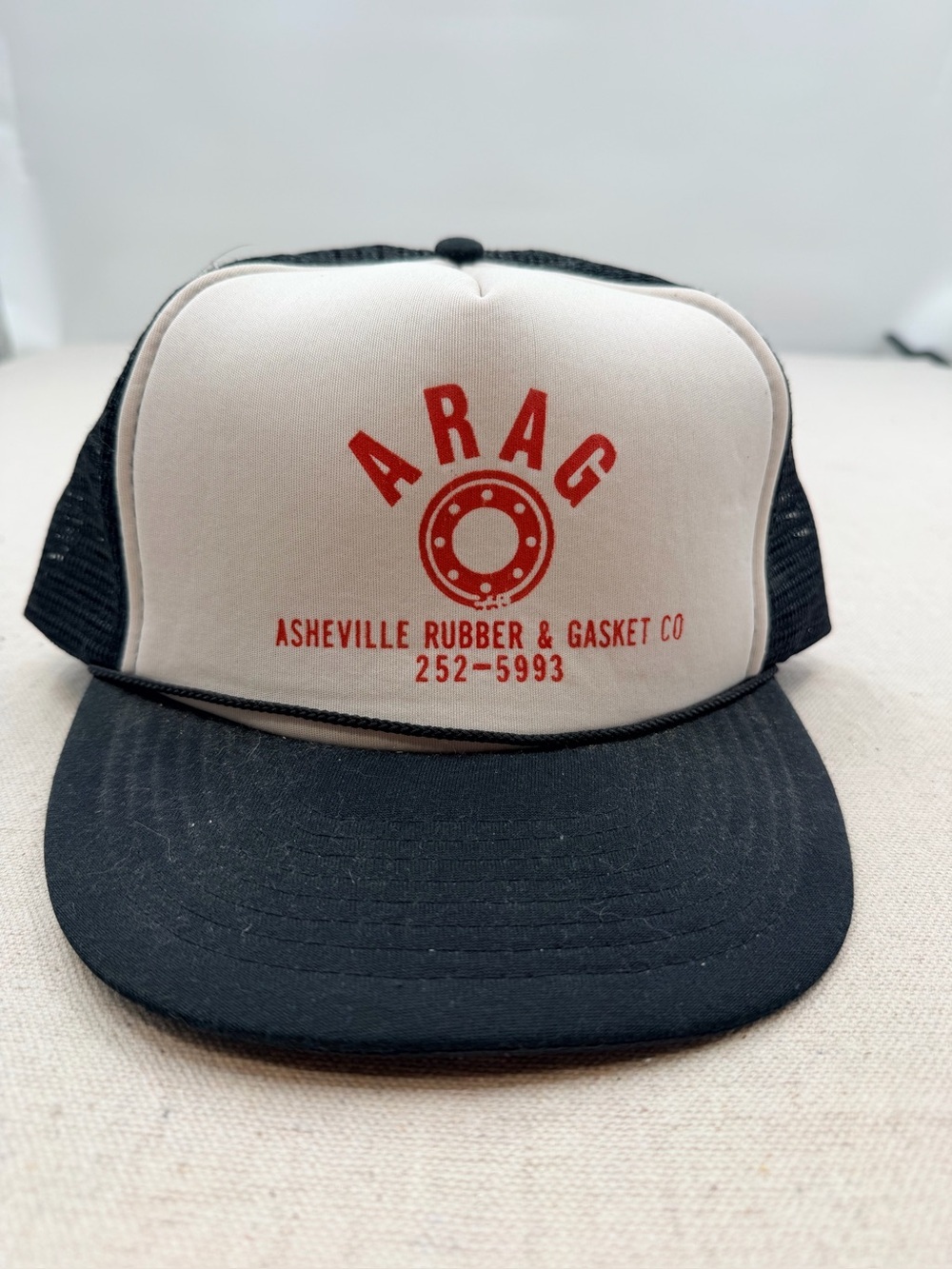 Vintage Arag Black & White Trucker Hat - Asheville Rubber & Gasket Co.